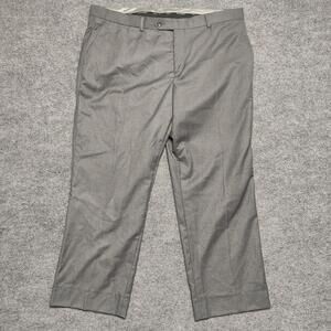 Statement Dress Pants Mens 40x29 Gray Flat Front Regular Fit Trousers Office